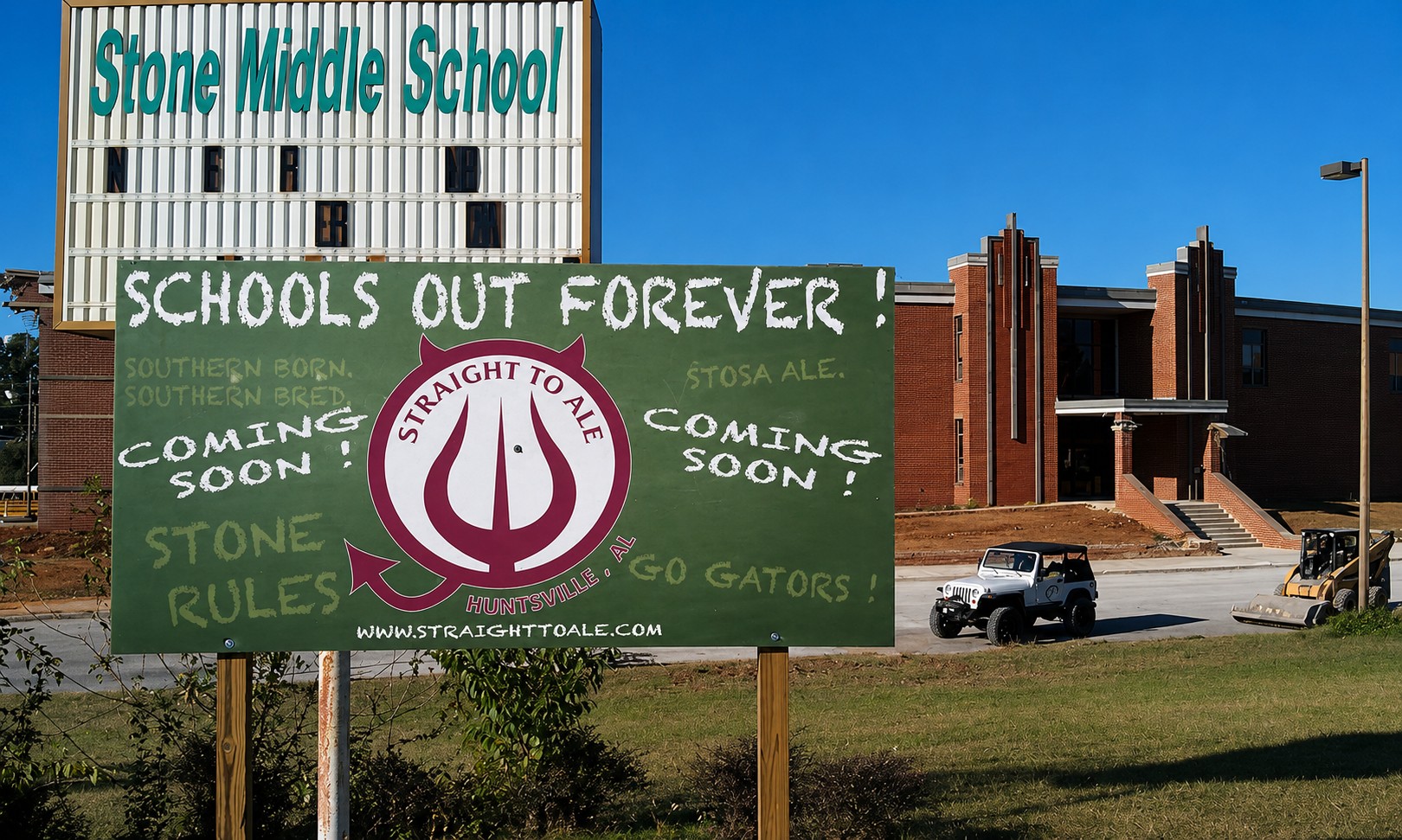 Historic aerial image of the school and surrounding west Huntsville neighborhood
